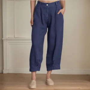 Women Linen Pant 2025 Summer High Waist Wide Leg Capri Pant Casual Loose Baggy Vacation Beach Straight Trouser Pocket