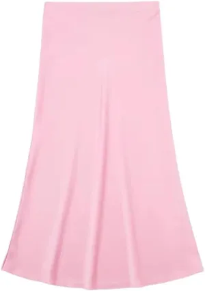 Women Solid Satin Long Skirt Y2k High Waist Slim Silk Texture Ladies Tight Midi Skirt