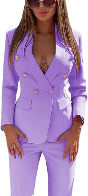 Women's 2 Piece Suit Hot Set Business Fashion Long Sleeve Blazer and Pants for Women