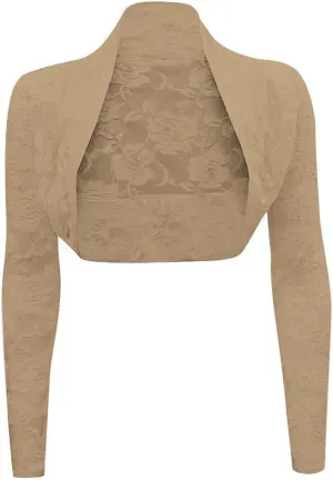 Women's 3 4 Sleeve Shrug Crochet Lace Cardigan Crop Top Crochet Lace Cardigan Sheer Cover Up