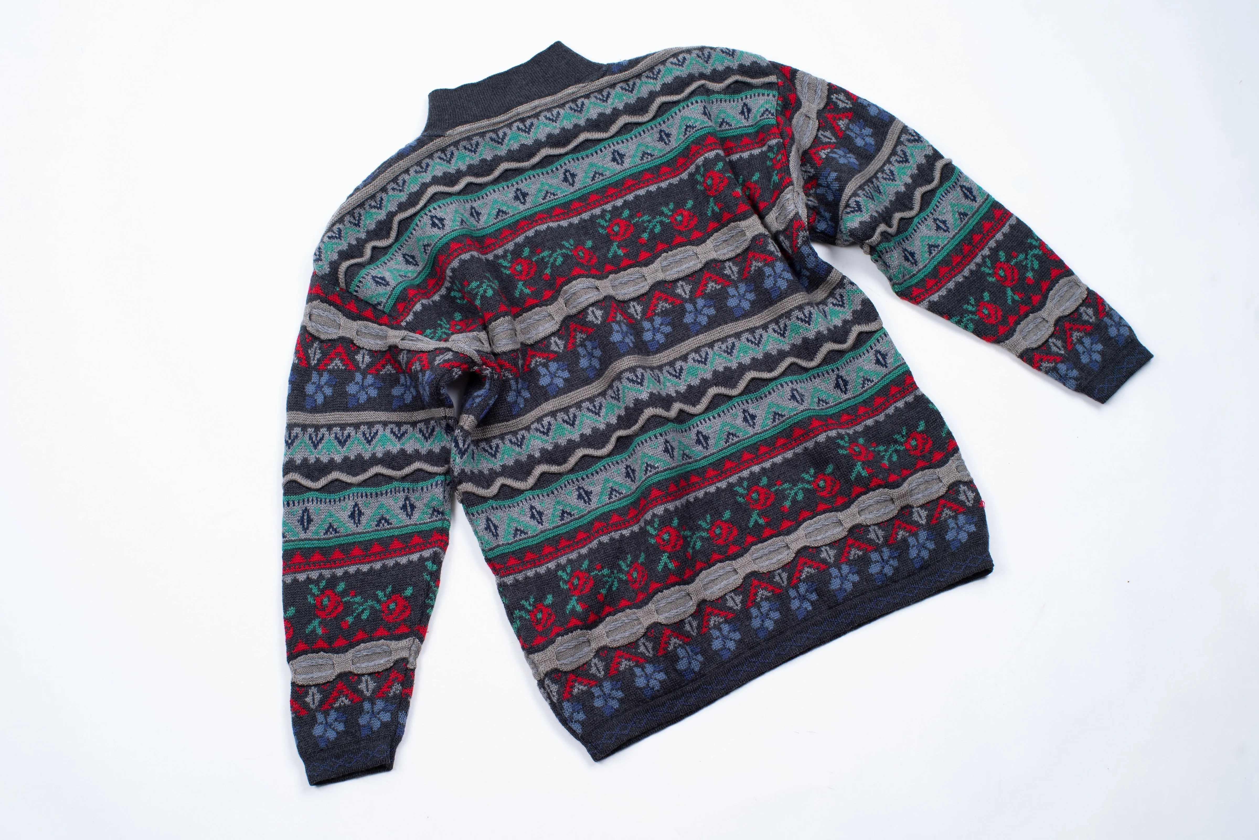 Women's Merino Wool Mock Neck Italian Jacquard Sweater, M