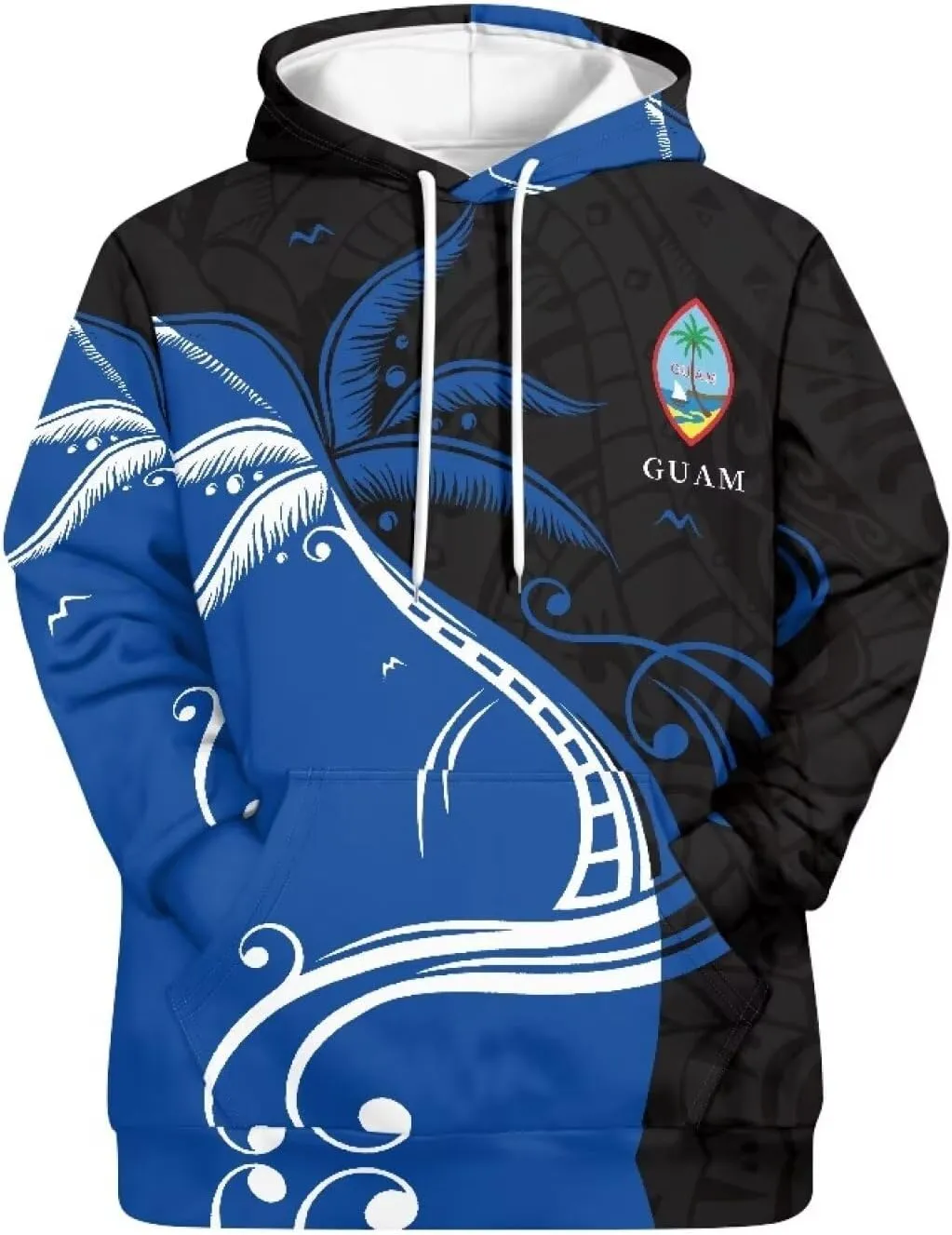 Womens Polynesian Tribal Tattoo Print Hoodies Drawstring Puletasi Tatau Ptaha Pullover Sweatshirt with Pocket