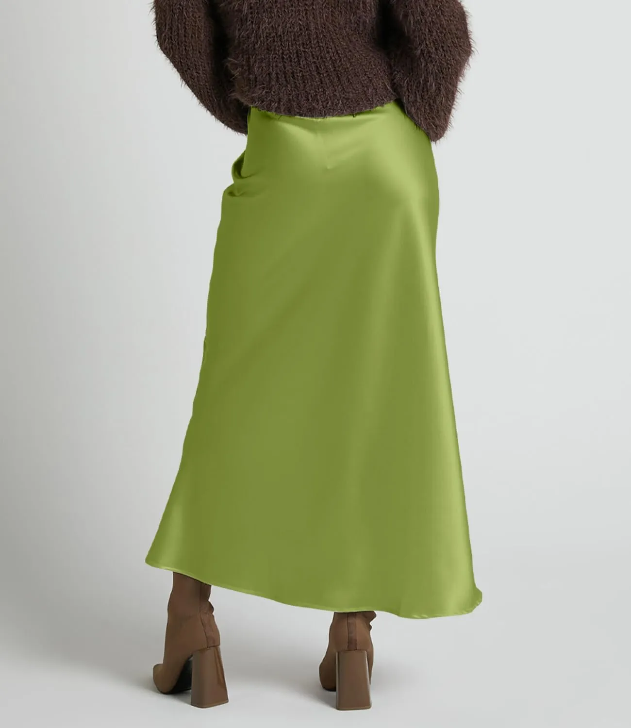 Women's Satin Silky High Waist Maxi Skirt Elegant Elastic Waistband A Line Long Skirts
