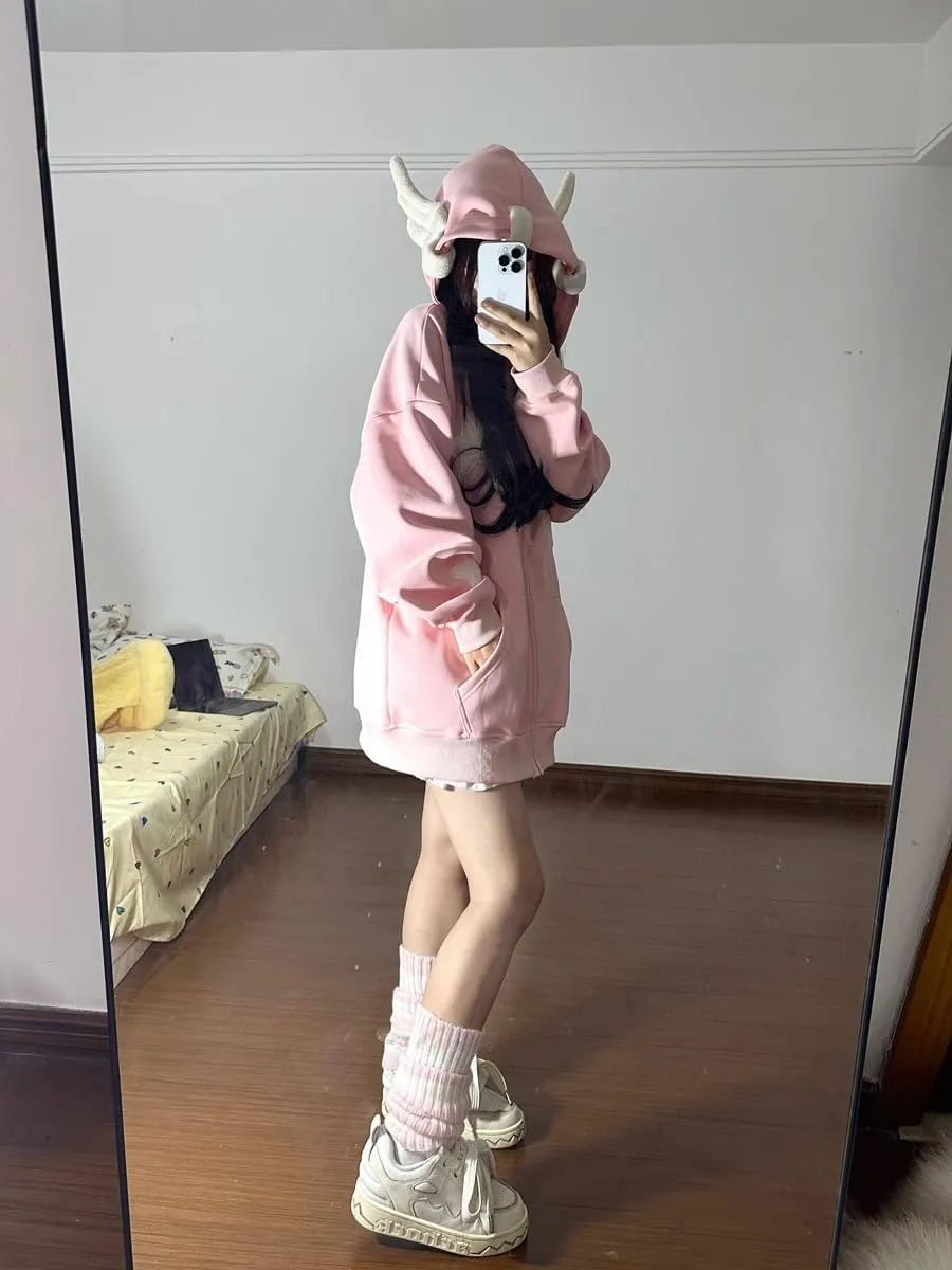 YEMOCILE Women Cute Shark Hoodie Long Sleeve Blue Kawaii Animal Shark Shape Hooded Pullover Sweatshirts