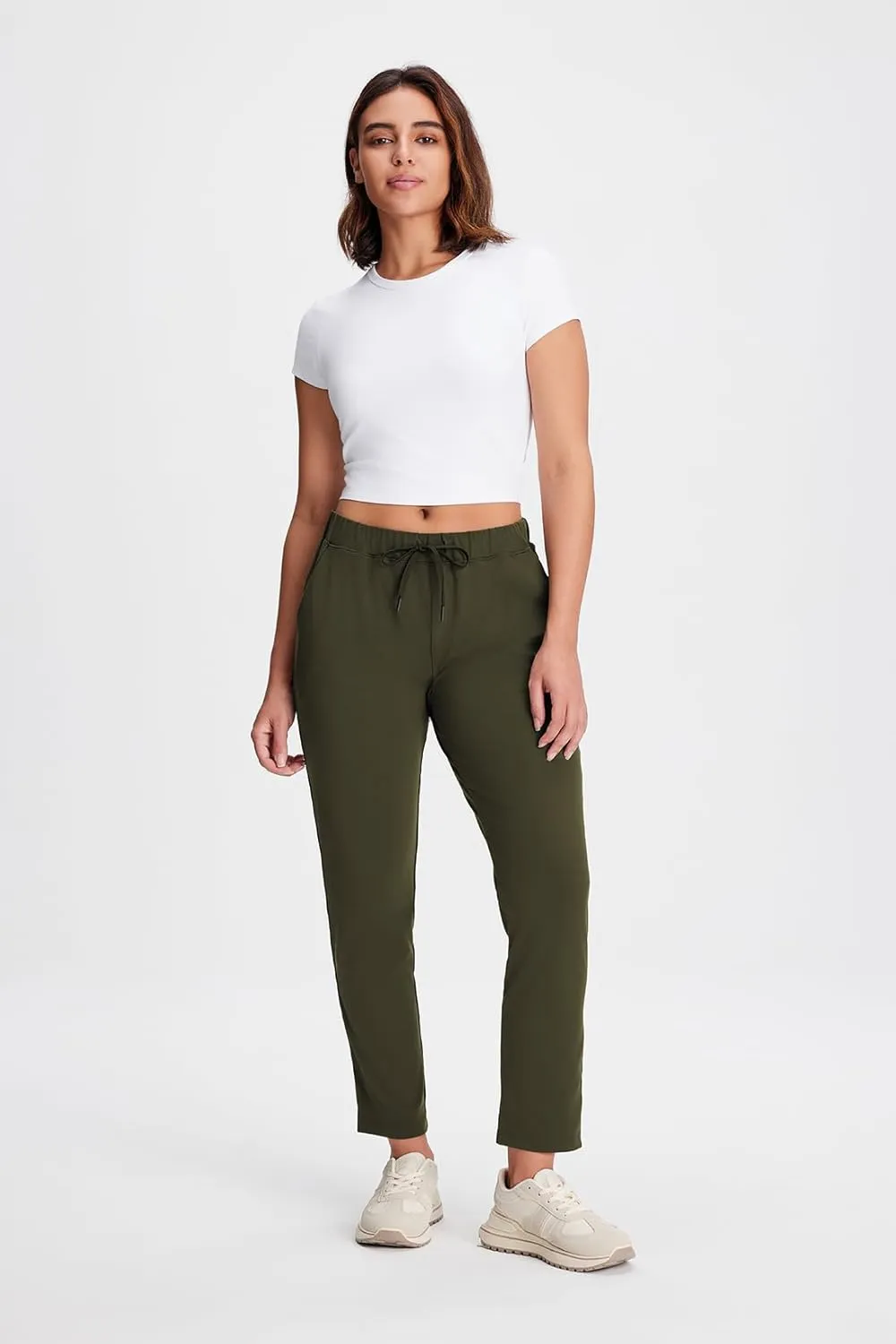 Yogipace Petite/Regular/Tall Women's 7/8 On The Fly Pants Drawstring Casual Lounge Joggers Travel Sweatpants