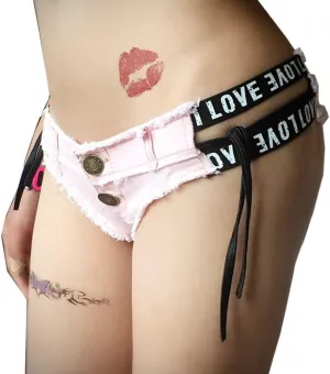 Yollmart Women's Sexy Booty Cut Off Denim Shorts Low Waist Hot Pants