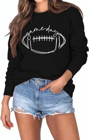 YourTops Women Game Day Sweatshirt Football Game Day Long Sleeve Clothing
