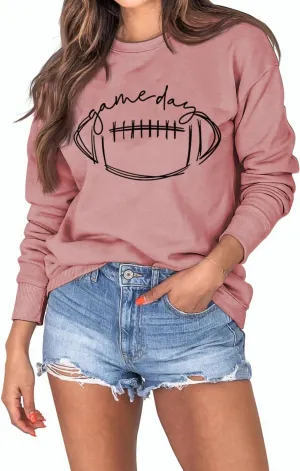 YourTops Women Game Day Sweatshirt Football Game Day Long Sleeve Clothing