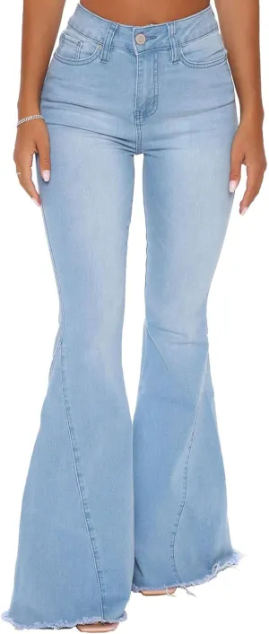 YouSexy Women's Flare Bell Bottom Jeans Destroyed Flare Denim Pants 70s Outfits for Women