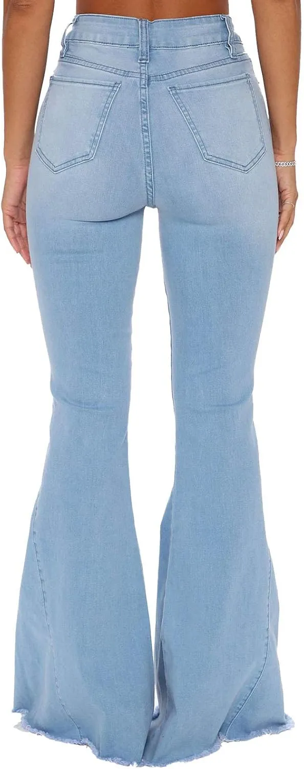 YouSexy Women's Flare Bell Bottom Jeans Destroyed Flare Denim Pants 70s Outfits for Women