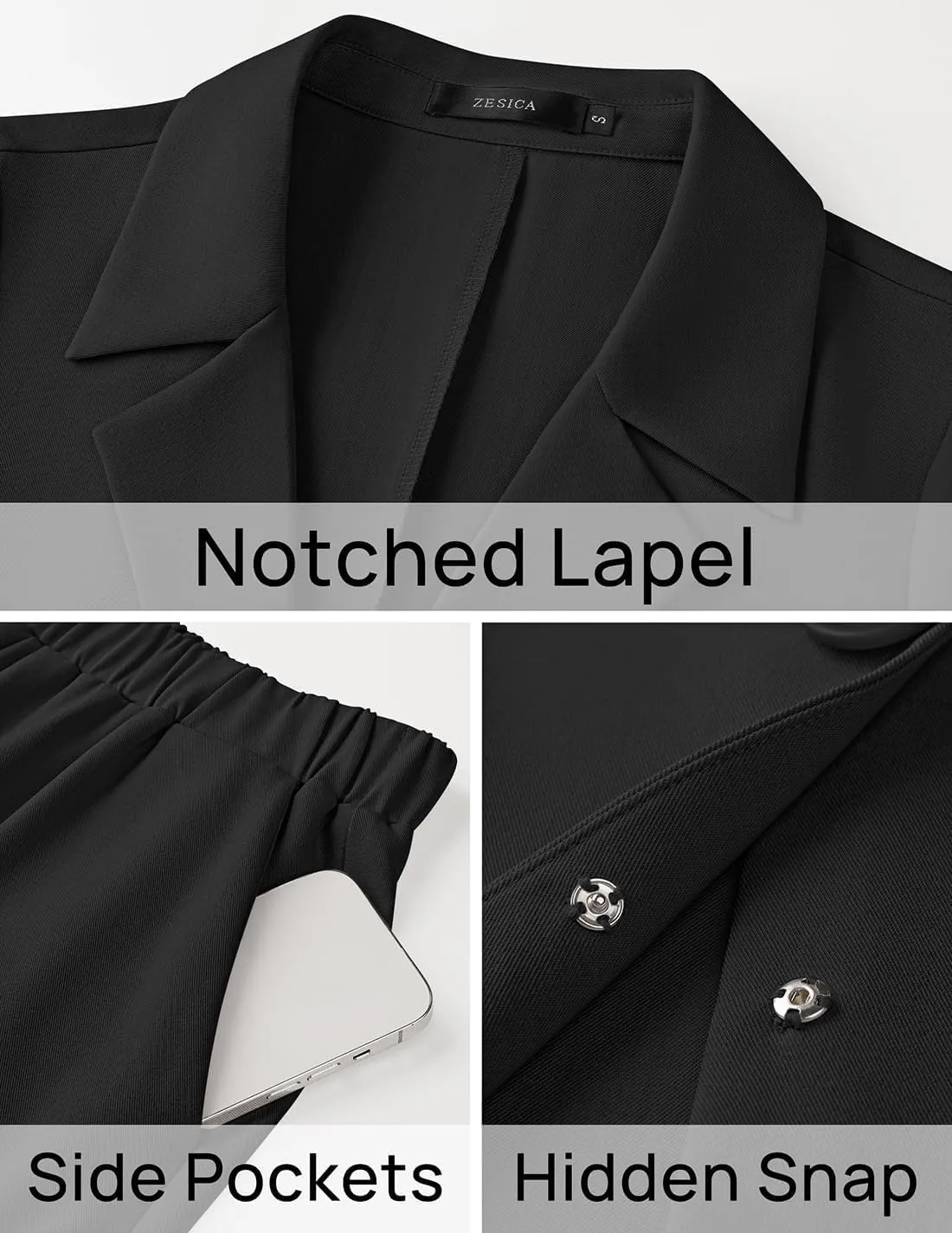 ZESICA Women's 2025 Casual 2 Piece Outfits Short Sleeve Blazer Jacket and Wide Leg Pants Loose Business Suit Sets